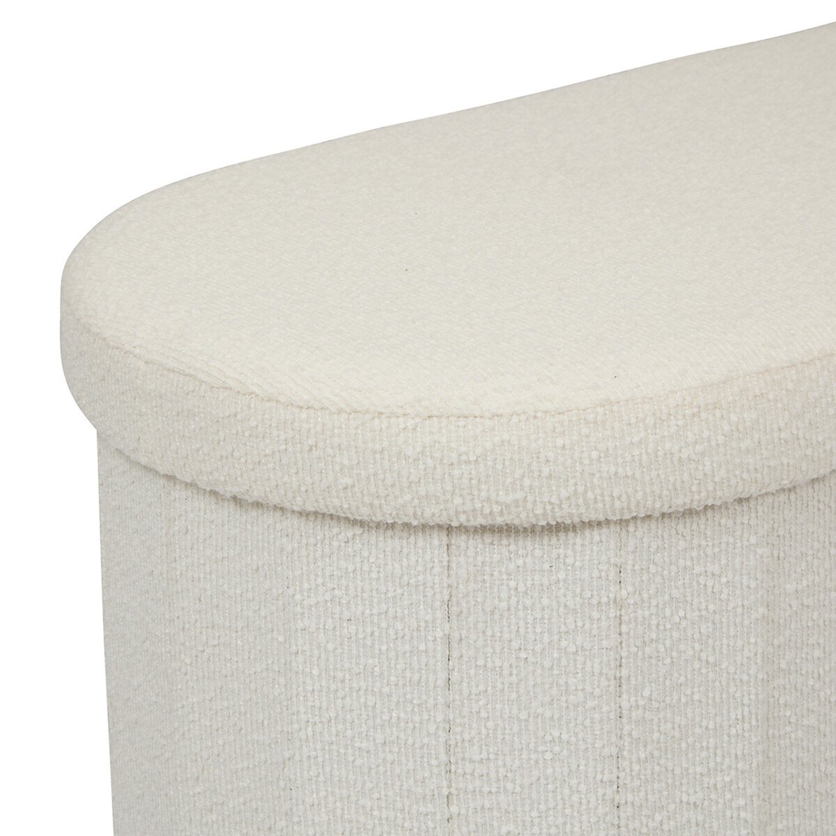 Pouf ovale pliable avec rangement FINK blanc, ATMOSPHERA