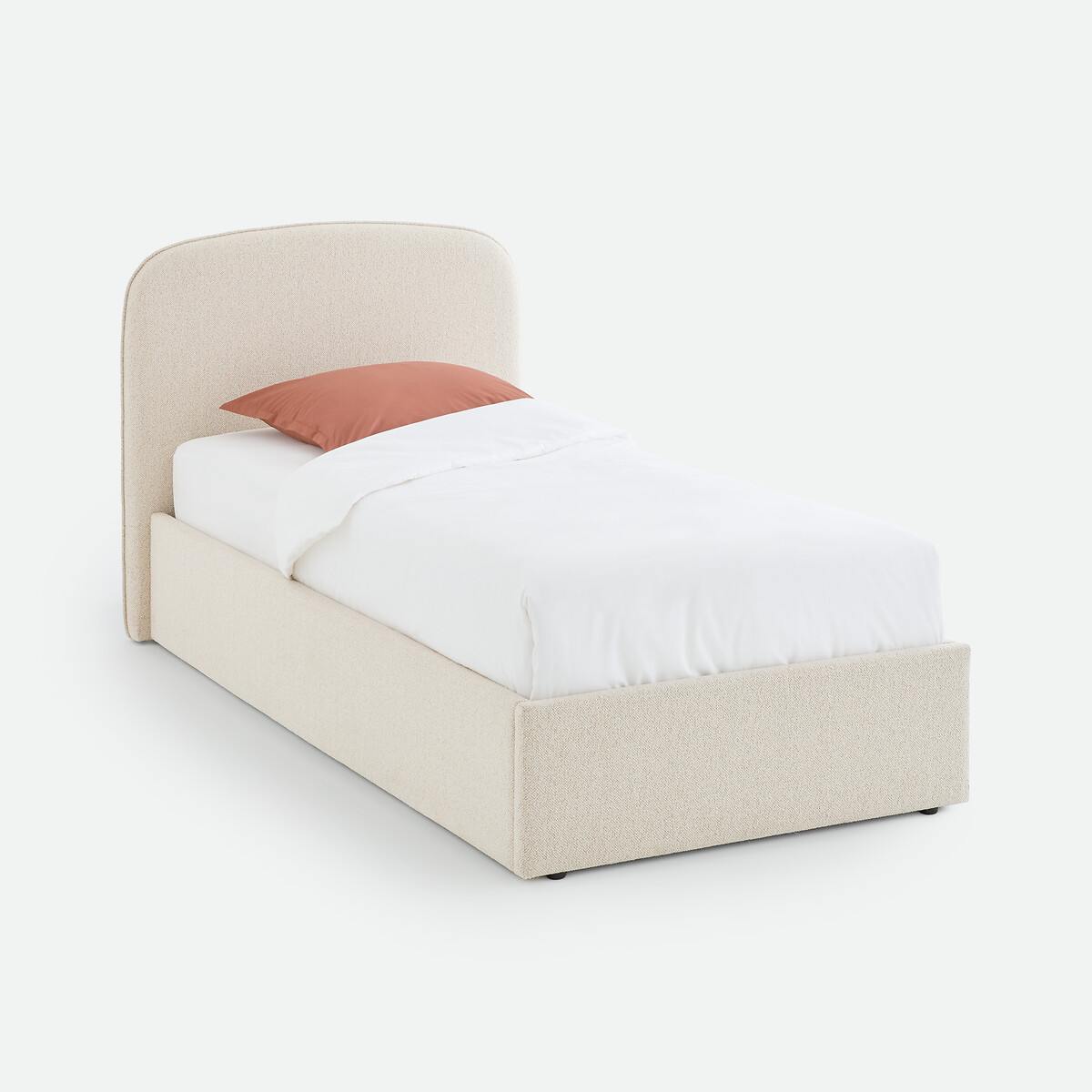 Lit coffre avec sommier relevable, tissu bouclette, CONTO ecru, LA REDOUTE INTERIEURS