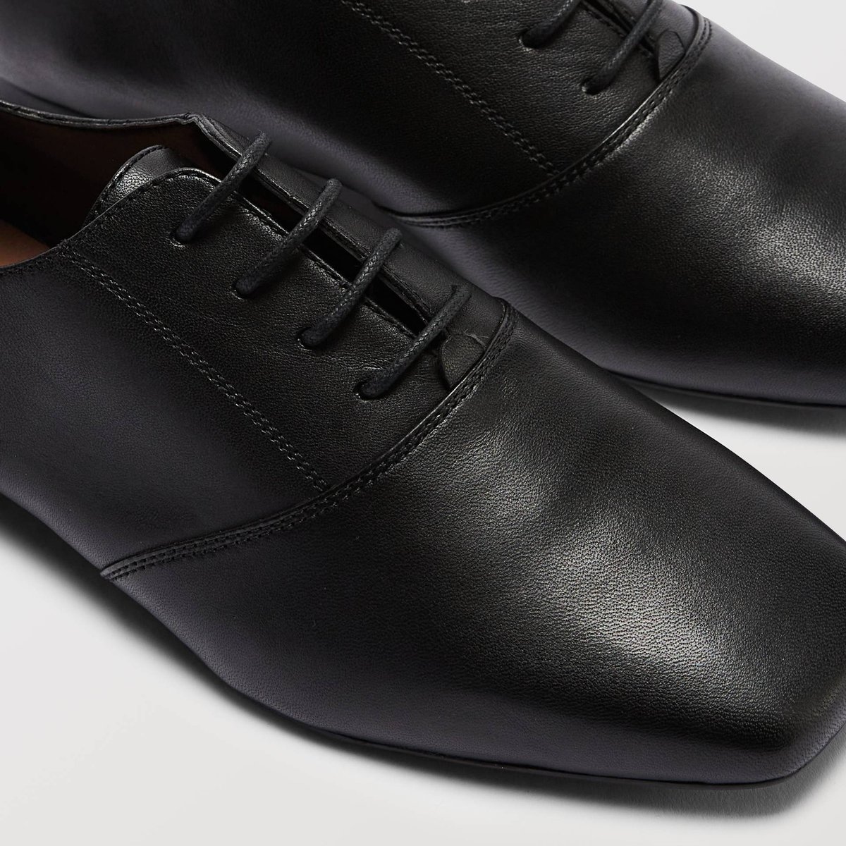 Derbies en cuir noir, MONOPRIX