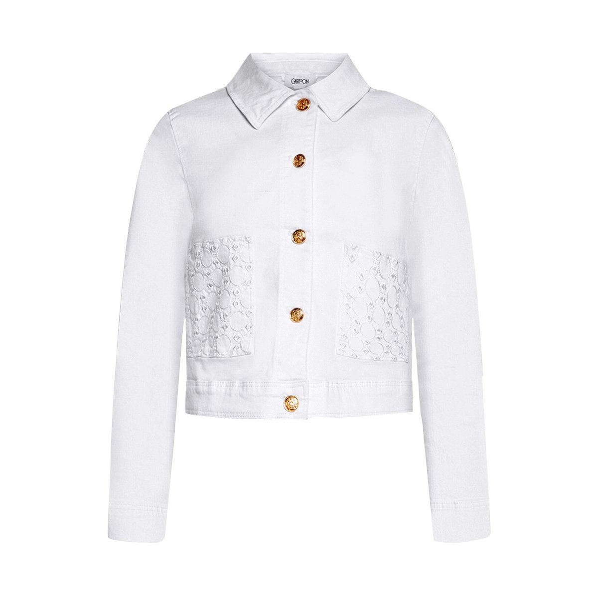 Veste en jean à motif ajouré blanc, CARTOON