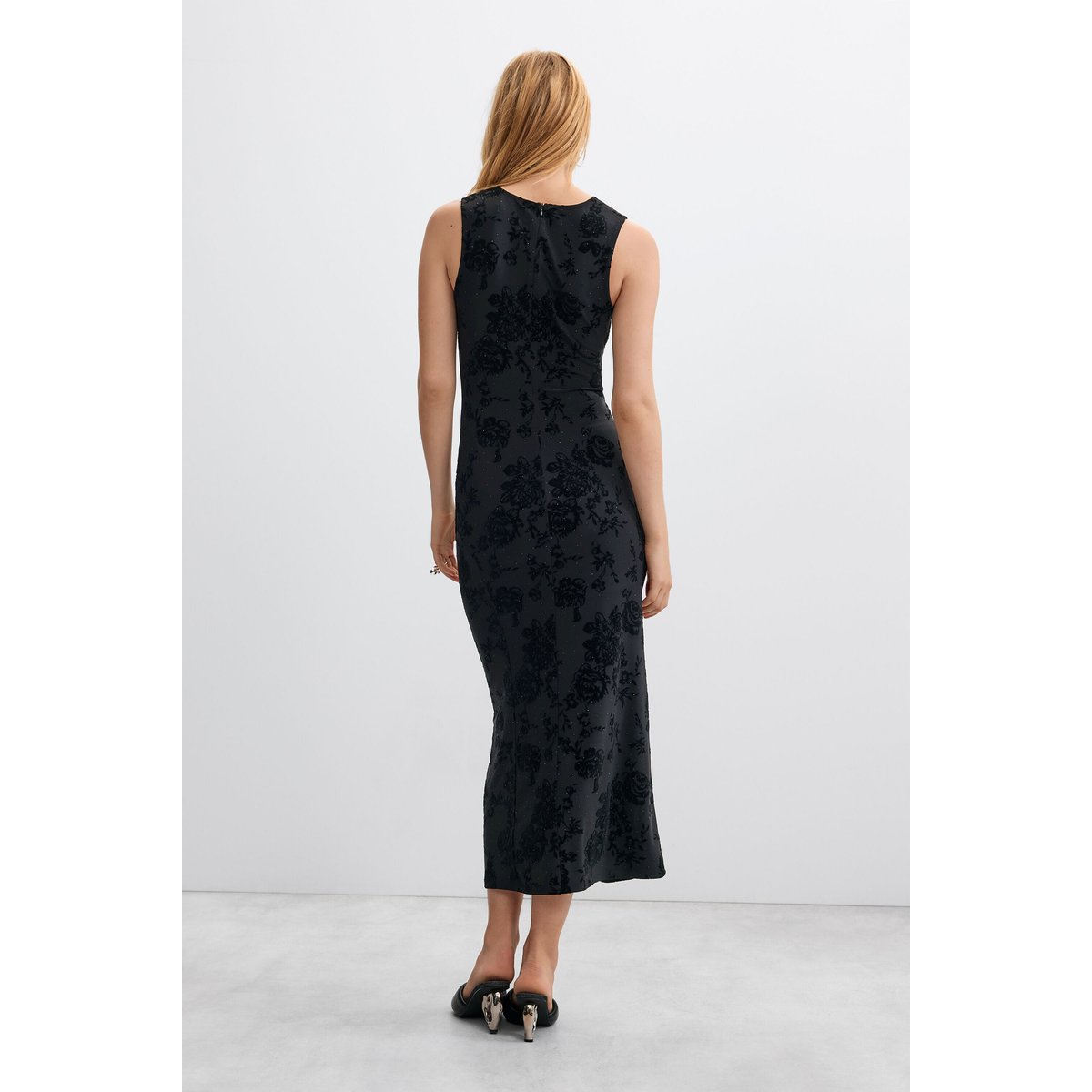 robe midi en maille noir, DESIGUAL