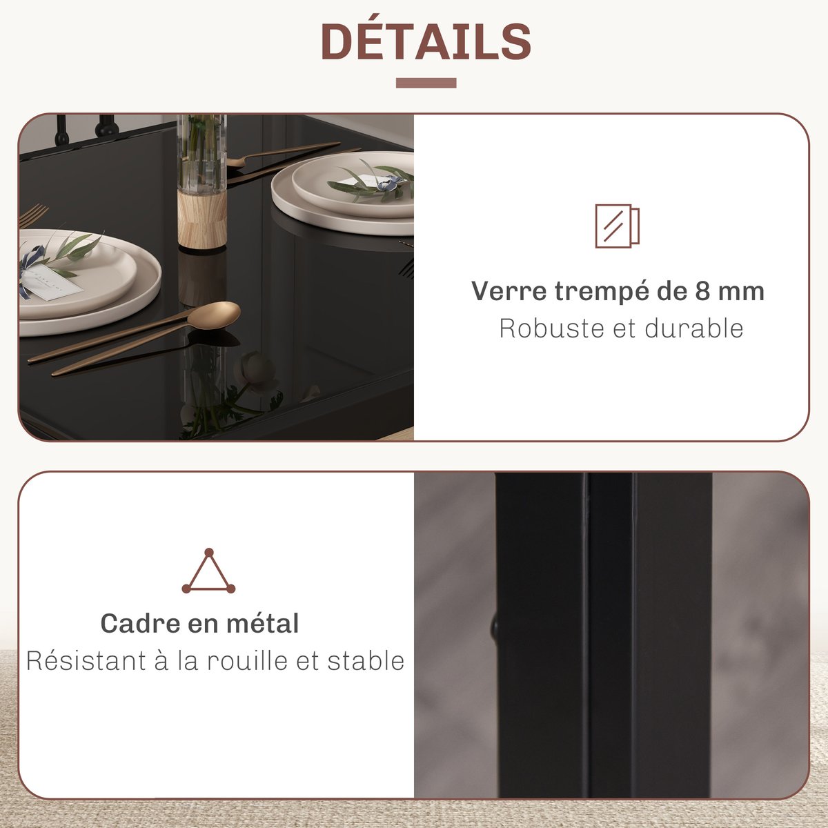 Ensemble de table à manger Métal Noir noir, HOMCOM