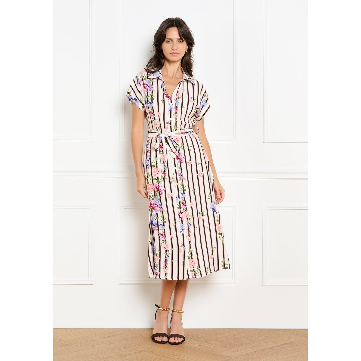 Robe chemise ceinturée blanc vanille, LOLALIZA