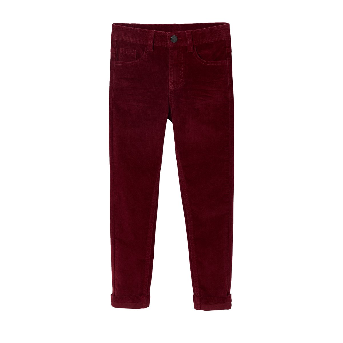 Pantalon slim velours bordeaux, VERTBAUDET