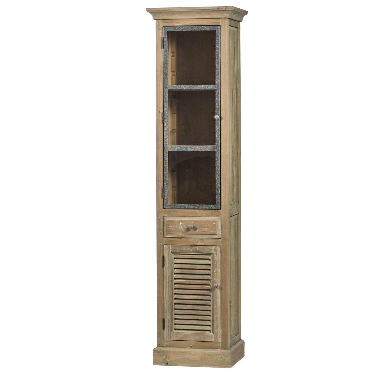 Meuble simple vasque en bois avec miroir et colonne (ensemble) - HANOÏ bois foncé, HELLIN, DEPUIS 1862