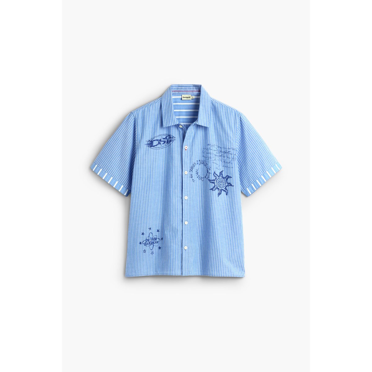 Chemise courte en coton imprimée bleu, DESIGUAL