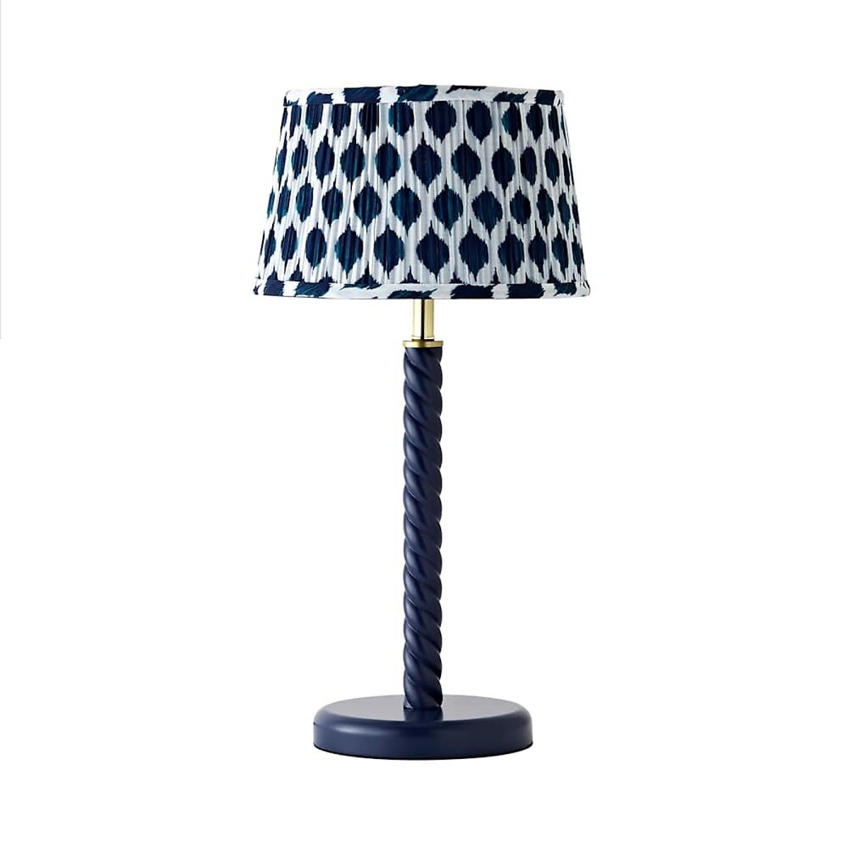 Amalia Twist Table Lamp with Ikat Taper Shade navy blue, SO'HOME