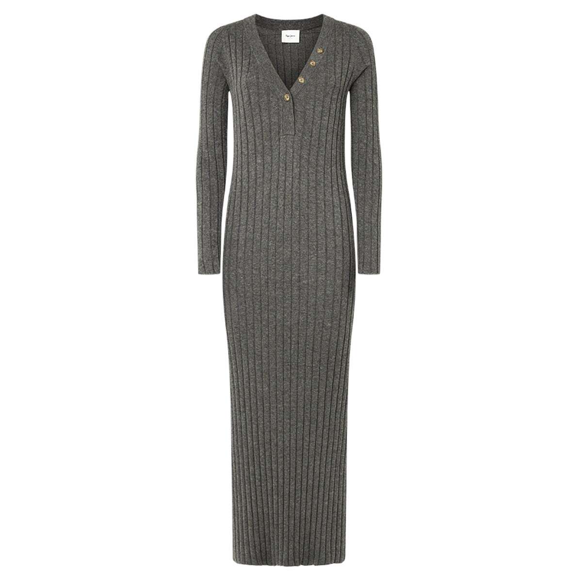 Robe Longue Côtelée gris foncé chine, PEPE JEANS
