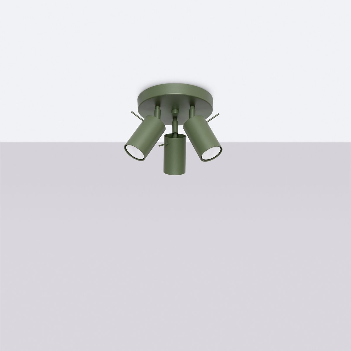 Plafonnier Acier Vert Olive GU10 3 Ring vert, EDEN