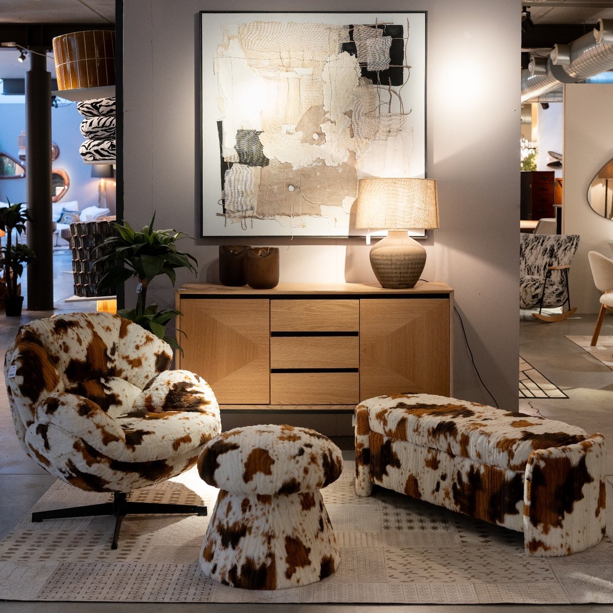Banc-coffre 115cm vache marron, KARE DESIGN
