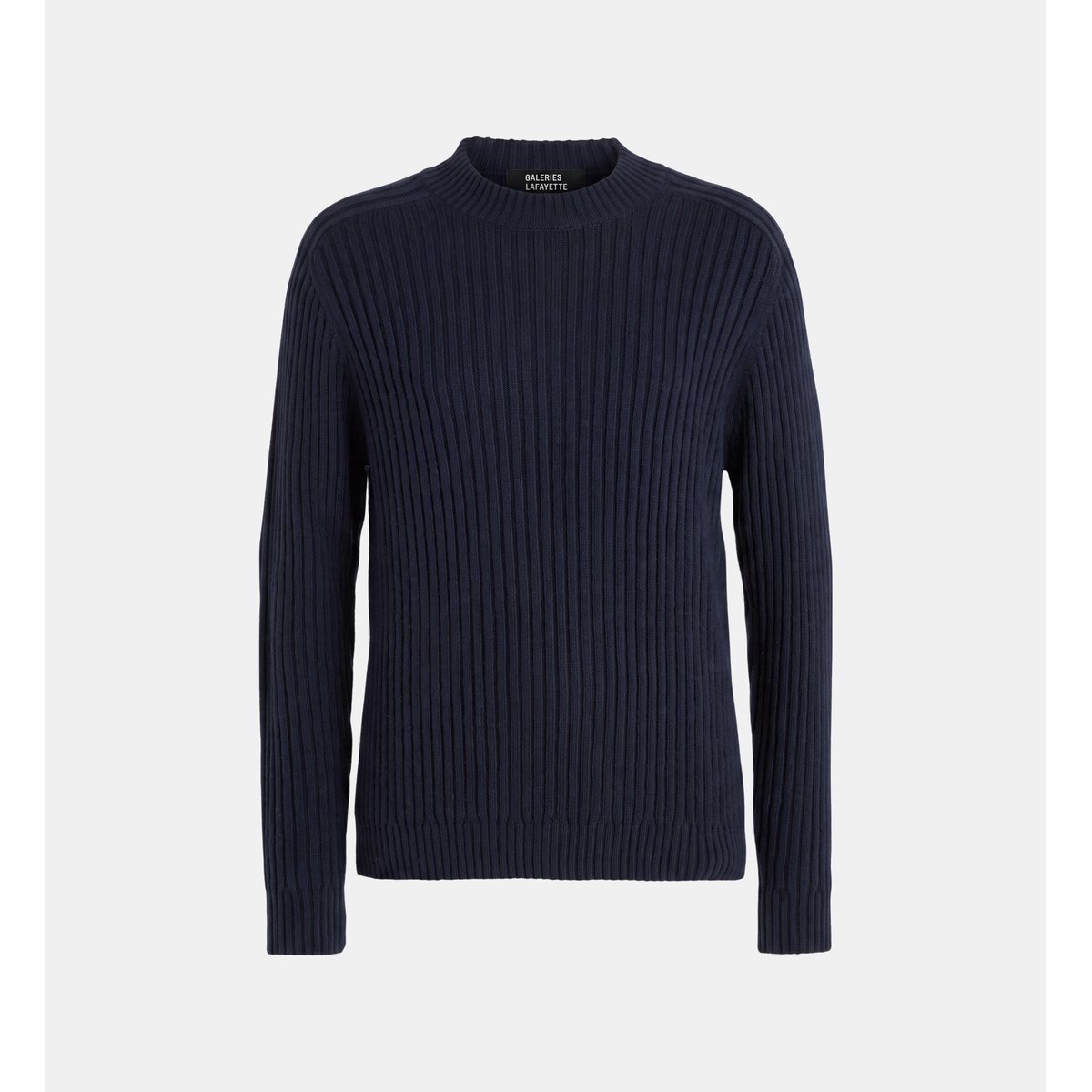 Pull droit nurib en maille côtelée bleu marine, GALERIES LAFAYETTE