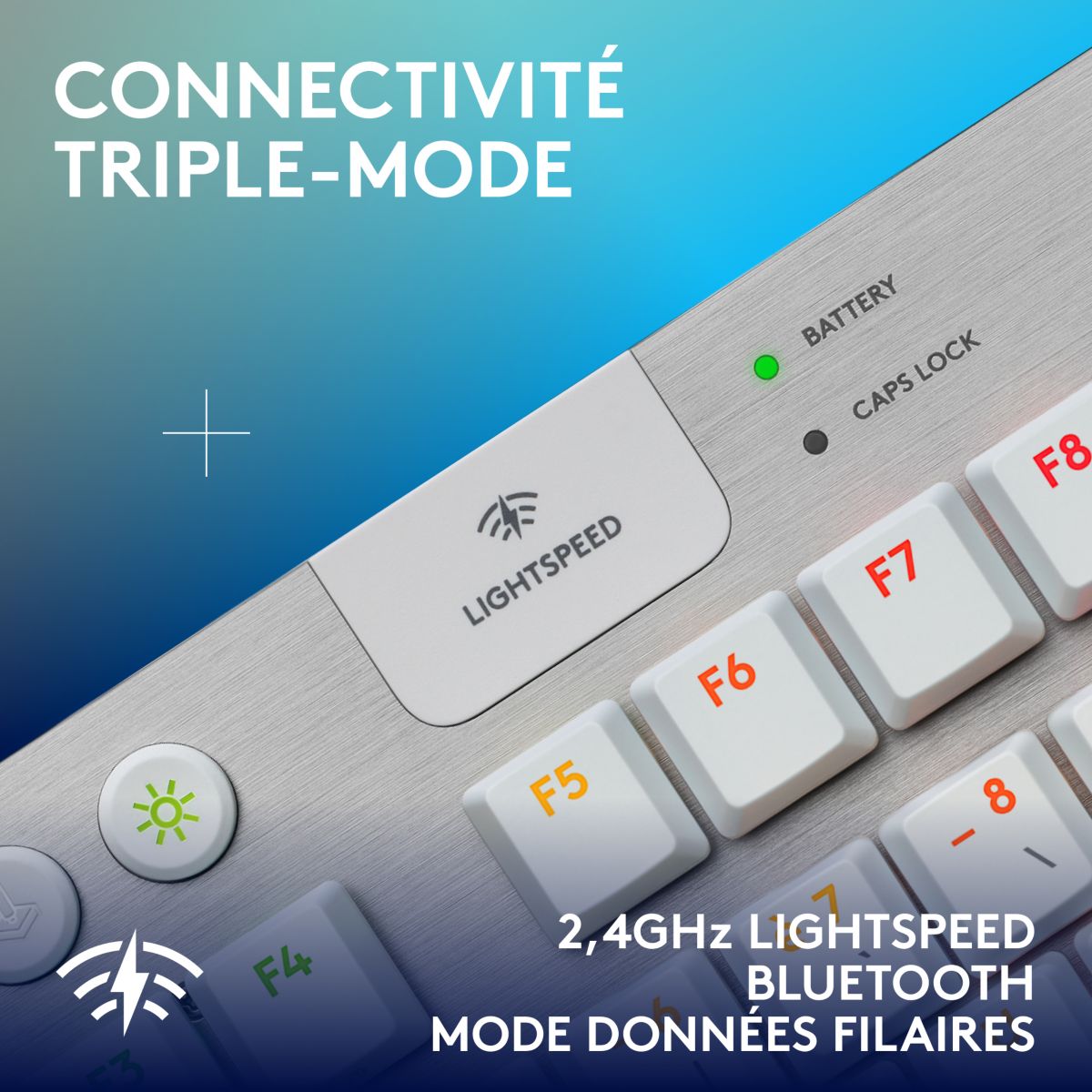 Clavier gamer sans fil G915 X Lightspeed TKL Tactile Blanc couleur unique, LOGITECH