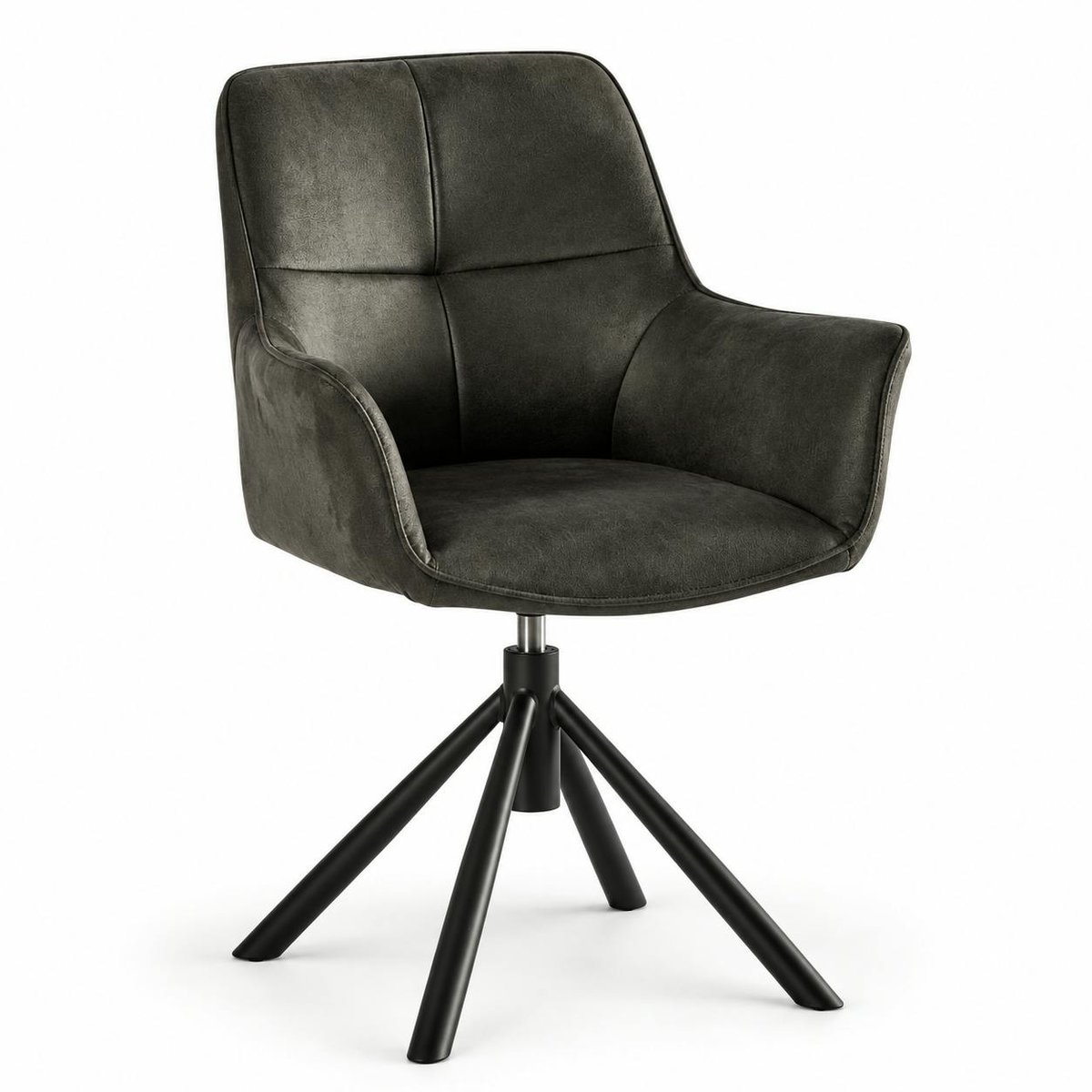Fauteuil pivotant contemporain microfibre grise (lot de 2) IENA gris foncé, PIER IMPORT