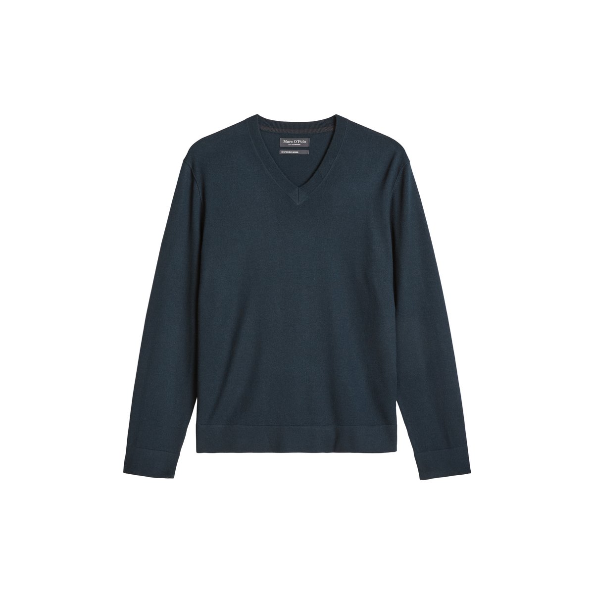 Pull à col en V, coupe classique en laine mérinos fine blaubleu, MARC O'POLO
