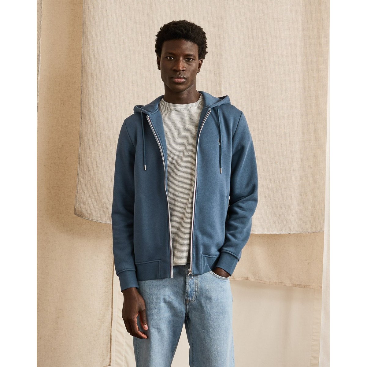 Sweat coton MESNIL bleu marine, FAGUO