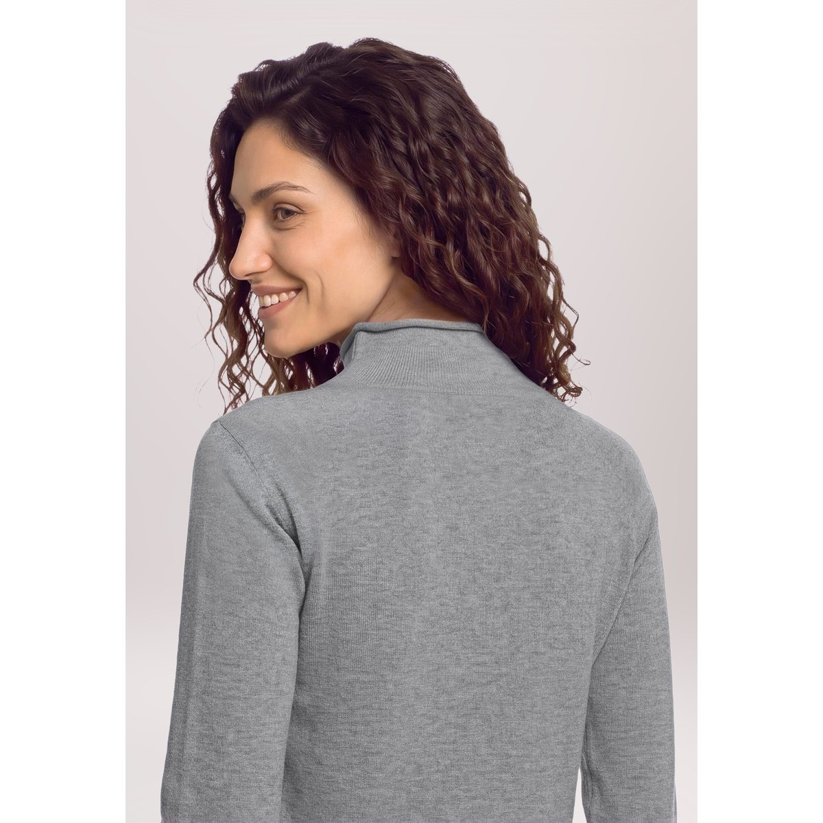 Pull-over en maille à col droit gris, CARTOON