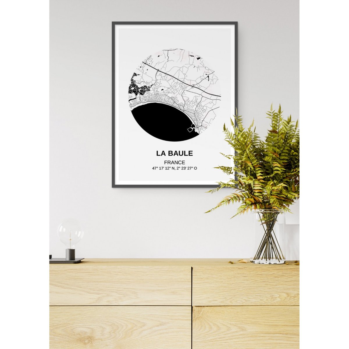Affiche Carte La Baule blanc, L'AFFICHERIE
