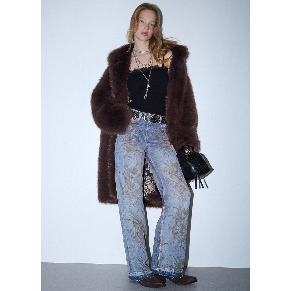 Jean taille haute avec imprimé denim bleu, LIU JO