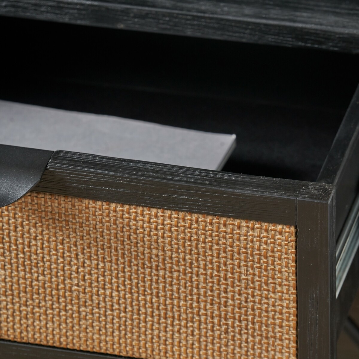 Fenix Acacia Rattan Bedside Table black/natural, ÉDITÉ