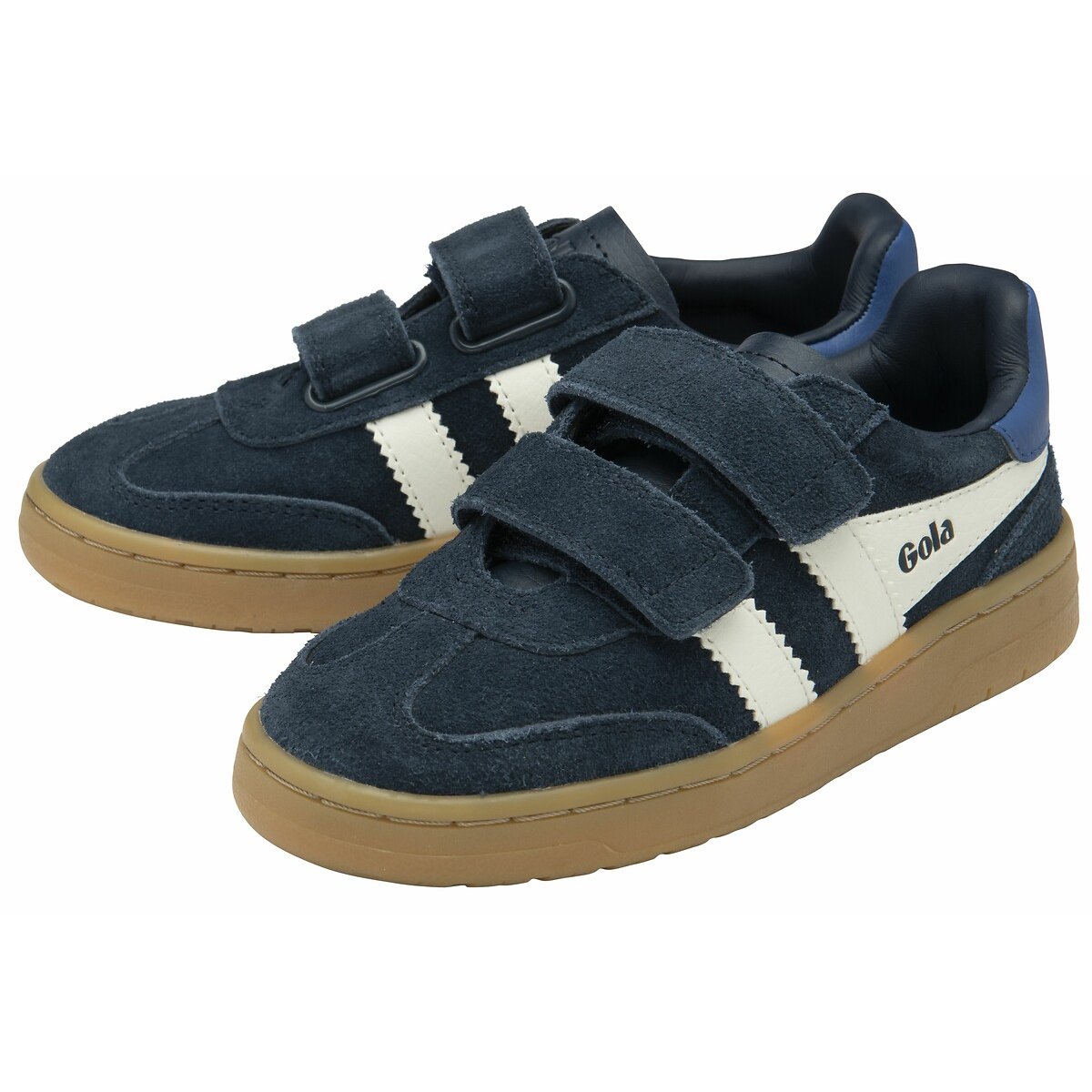 Kids Viper Strap Suede Trainers navy blue/white, GOLA