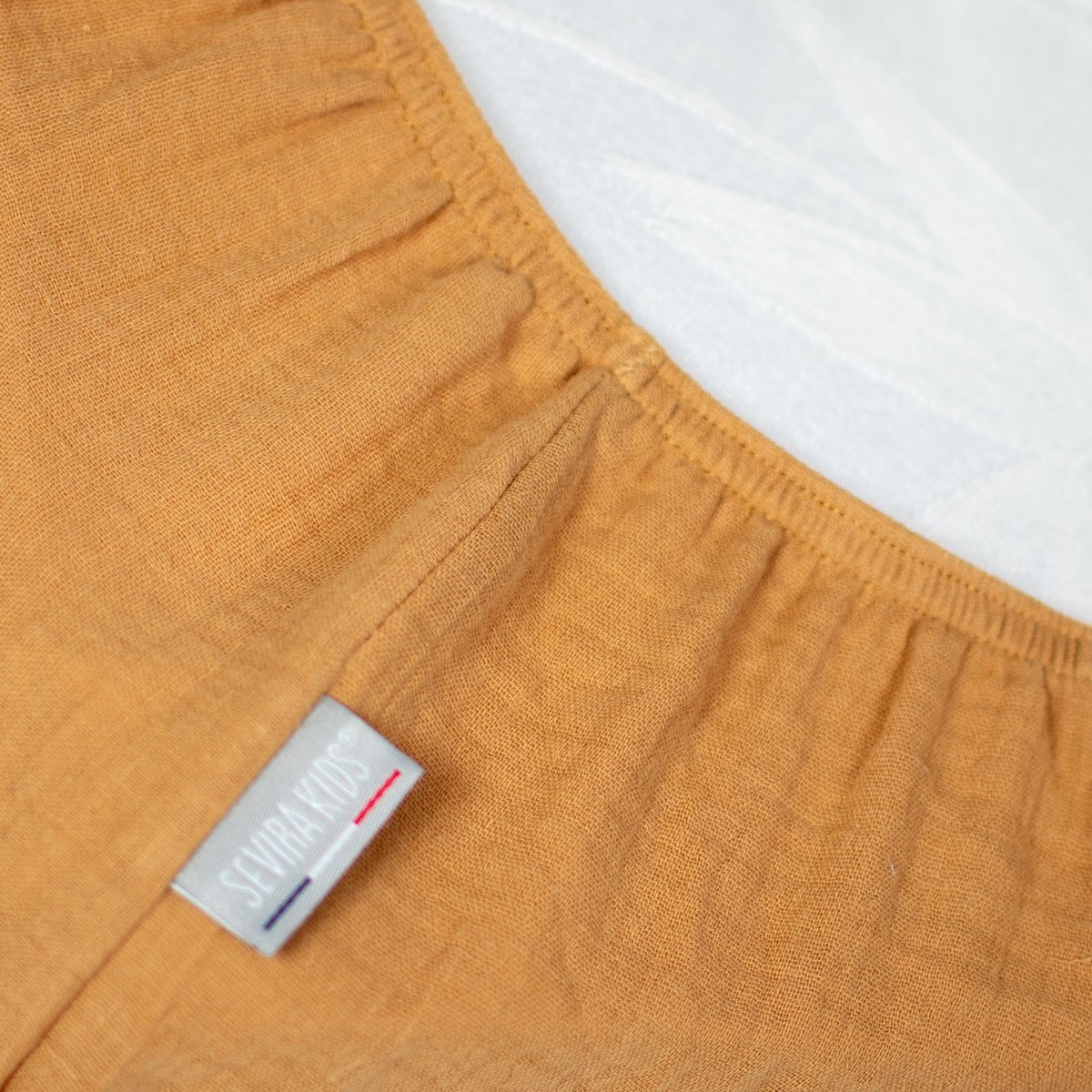 Drap housse berceau en gaze de coton JEANNE camel, SEVIRA KIDS