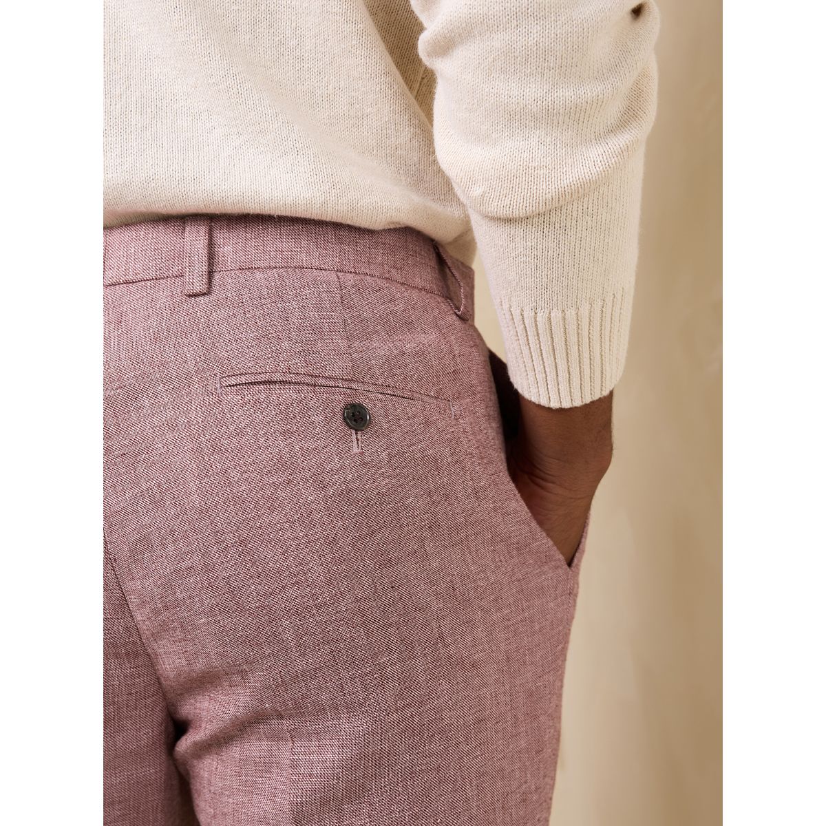 Pantalon de costume texturé en lin n. premium rose, NEXT