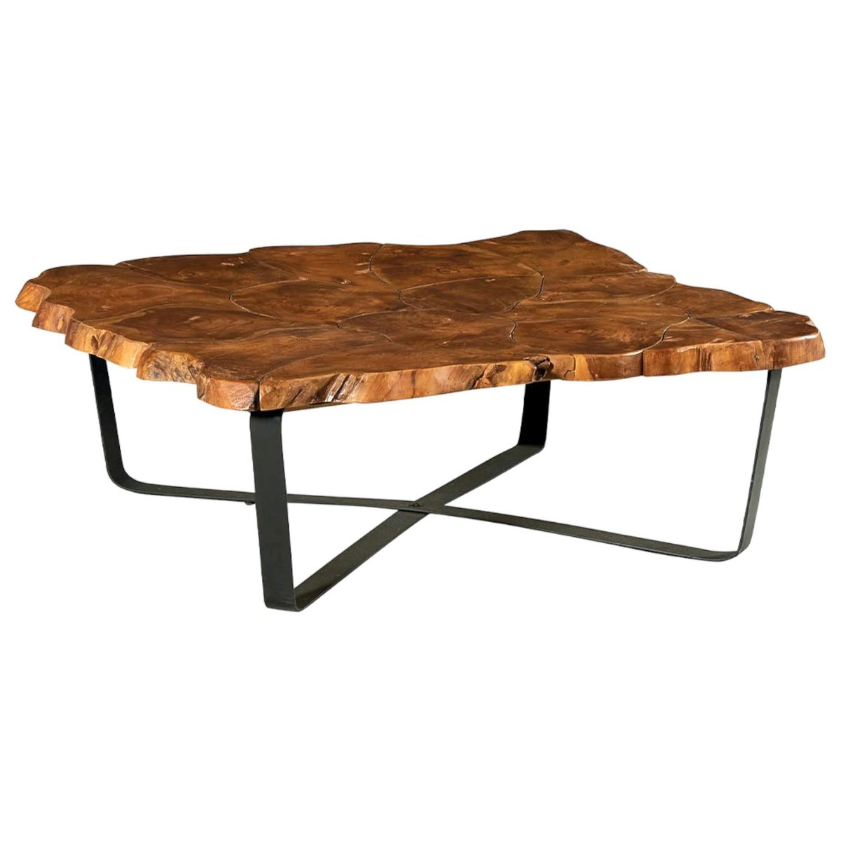 Table basse carrée teck massif recyclé D100 cm BALTIMORE bois naturel, PIER IMPORT