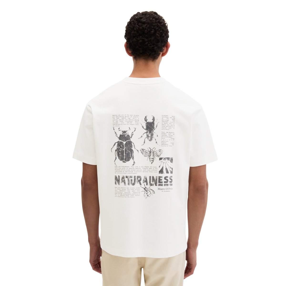 T-shirt loose avec impressions d'insectes sur les deux faces blanc naturel, MARC O'POLO
