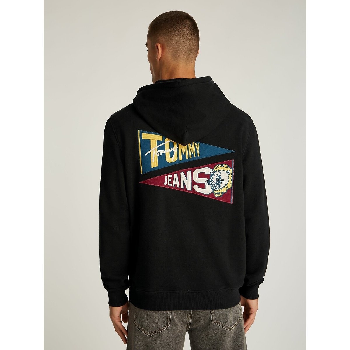 Hooded Sweatshirt with Back Logo black, TOMMY JEANS