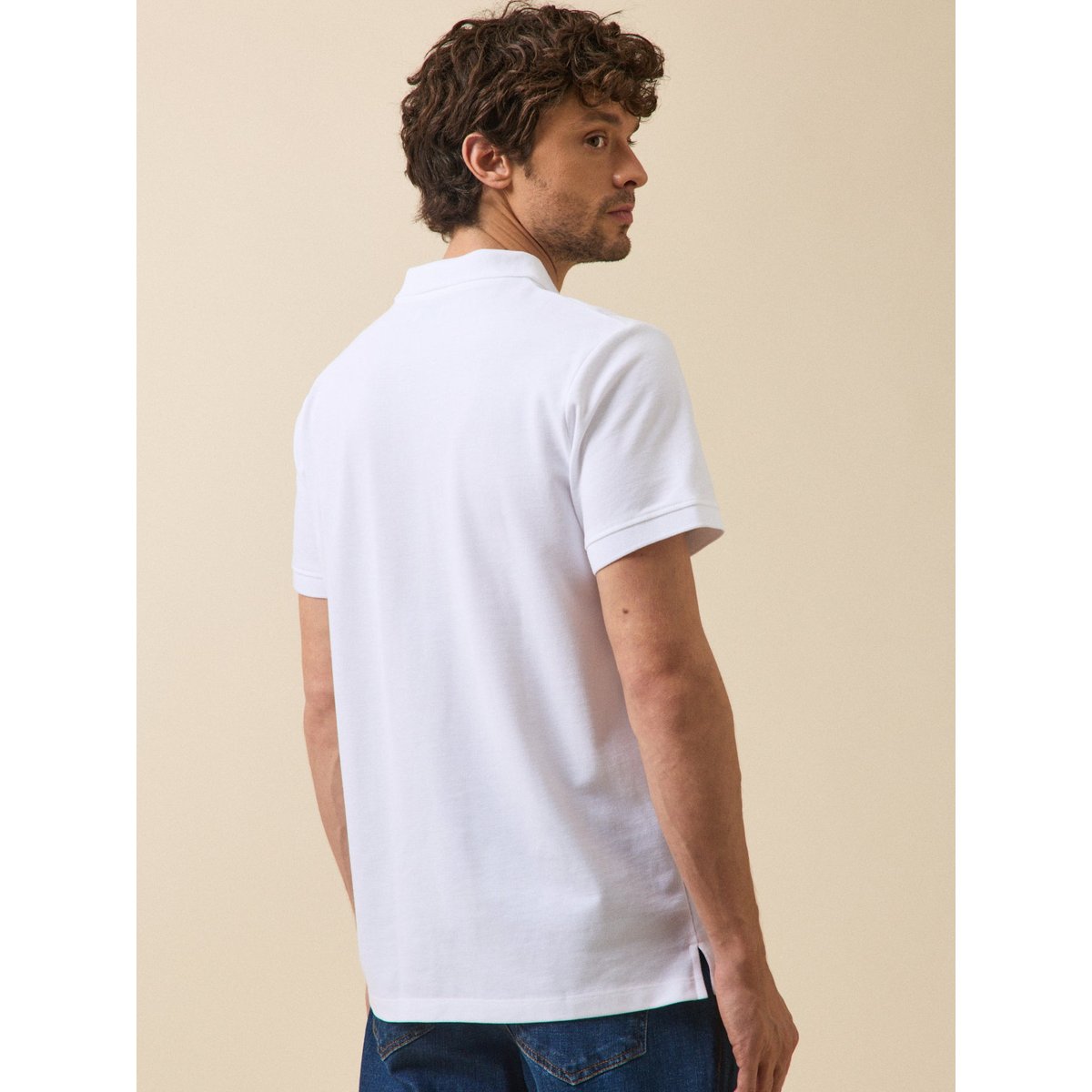 Polo uni maille piquée coton biologique blanc, CYRILLUS