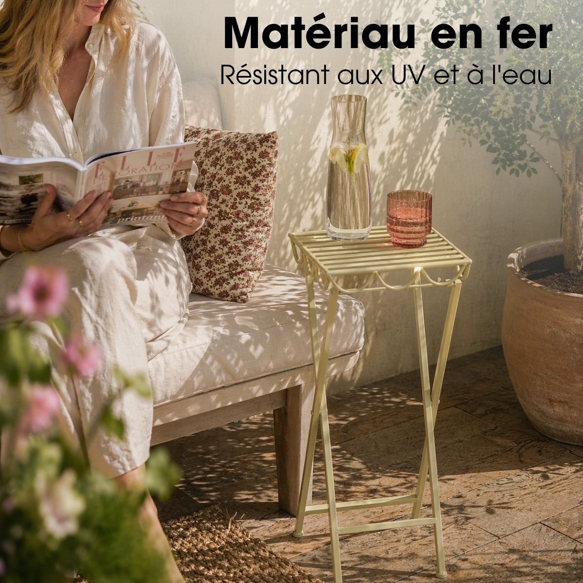Support Pour Plantes D'extérieur ROSALIE vert clair, MICA DECORATIONS