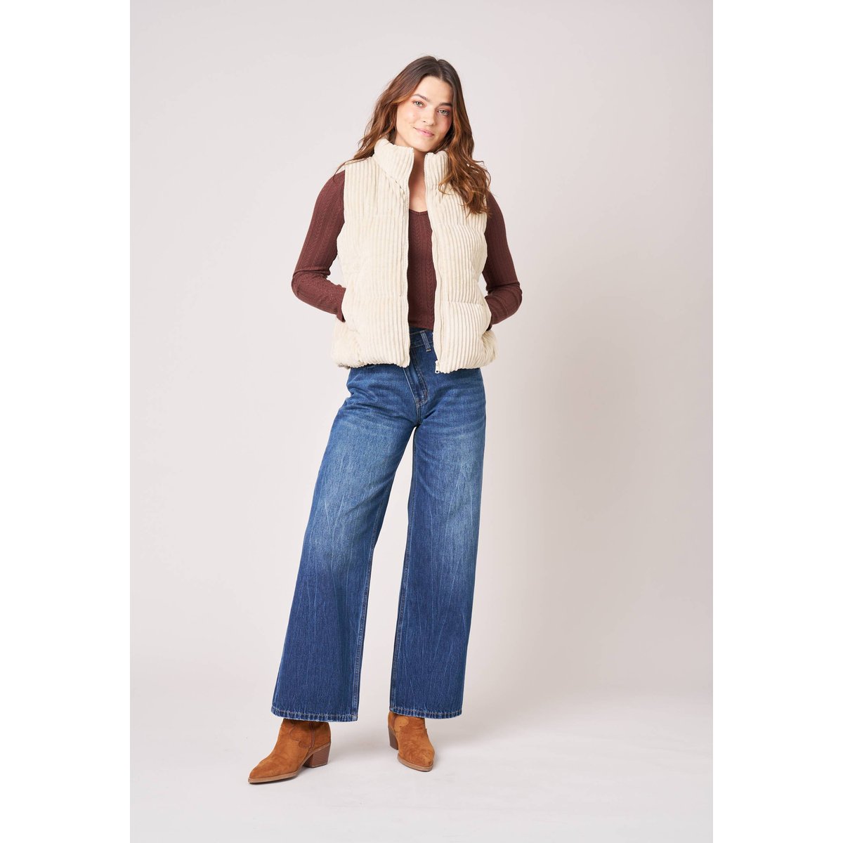 Blouson sans manches femme NOLINE cream, DEELUXE
