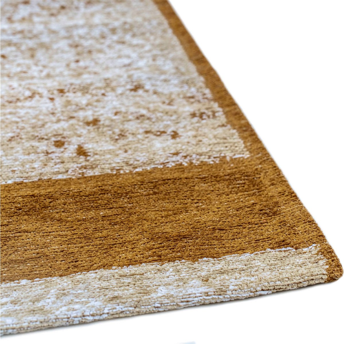 Tapis intérieur et extérieur jacquard, SKIP jaune ocre et beige sable, RECOLLECTION