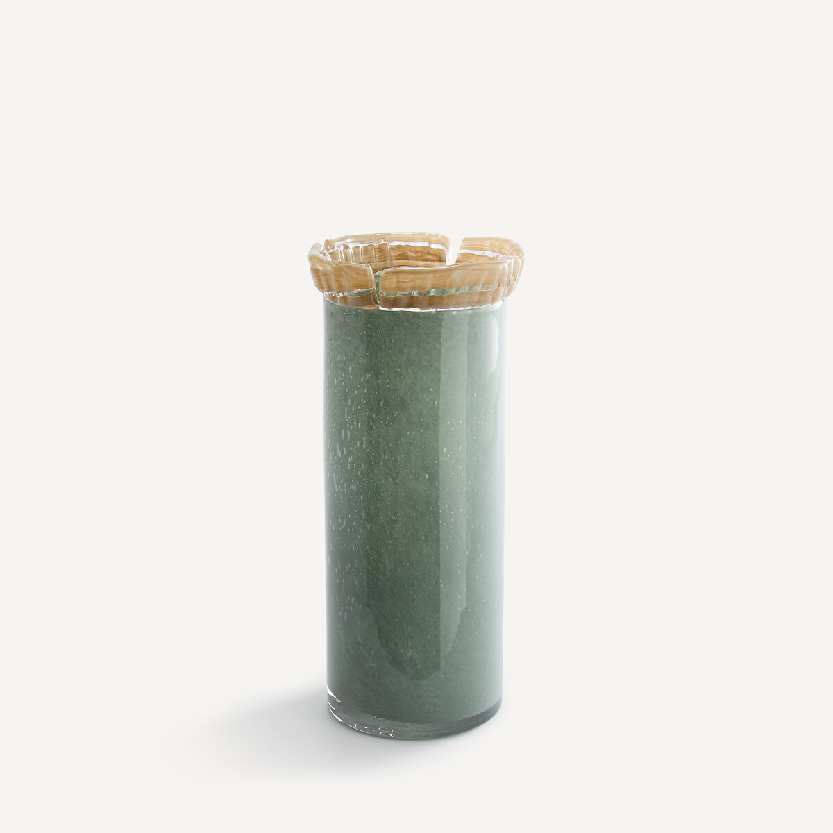 Vase en verre coupé au ciseau H33 cm, Eloria vert jade, AM.PM