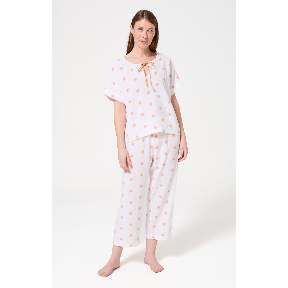 Pyjama en coton imprimé Soleil blanc, ARTHUR