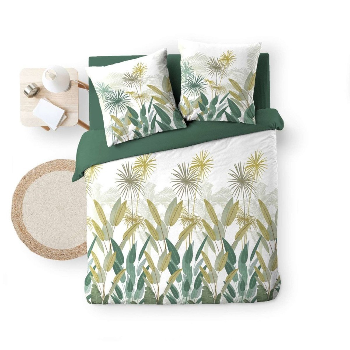 Housse de couette 240x220 + 2 taies OTIKA 100% coton vert, DECORATIE