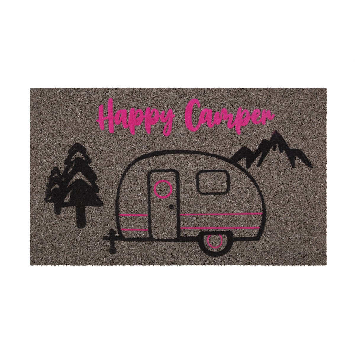 Paillasson coco, antidéparant , Happy Camper gris, WECON HOME
