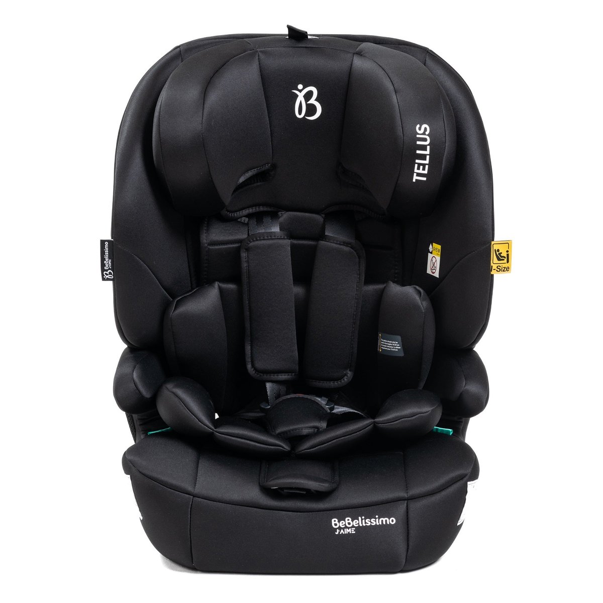 Siège auto bébé I-size  - 76 -150cm - Tellus - de 9 à 36 kg, 15 mois à 12 ans -gris noir, BEBELISSIMO J'AIME