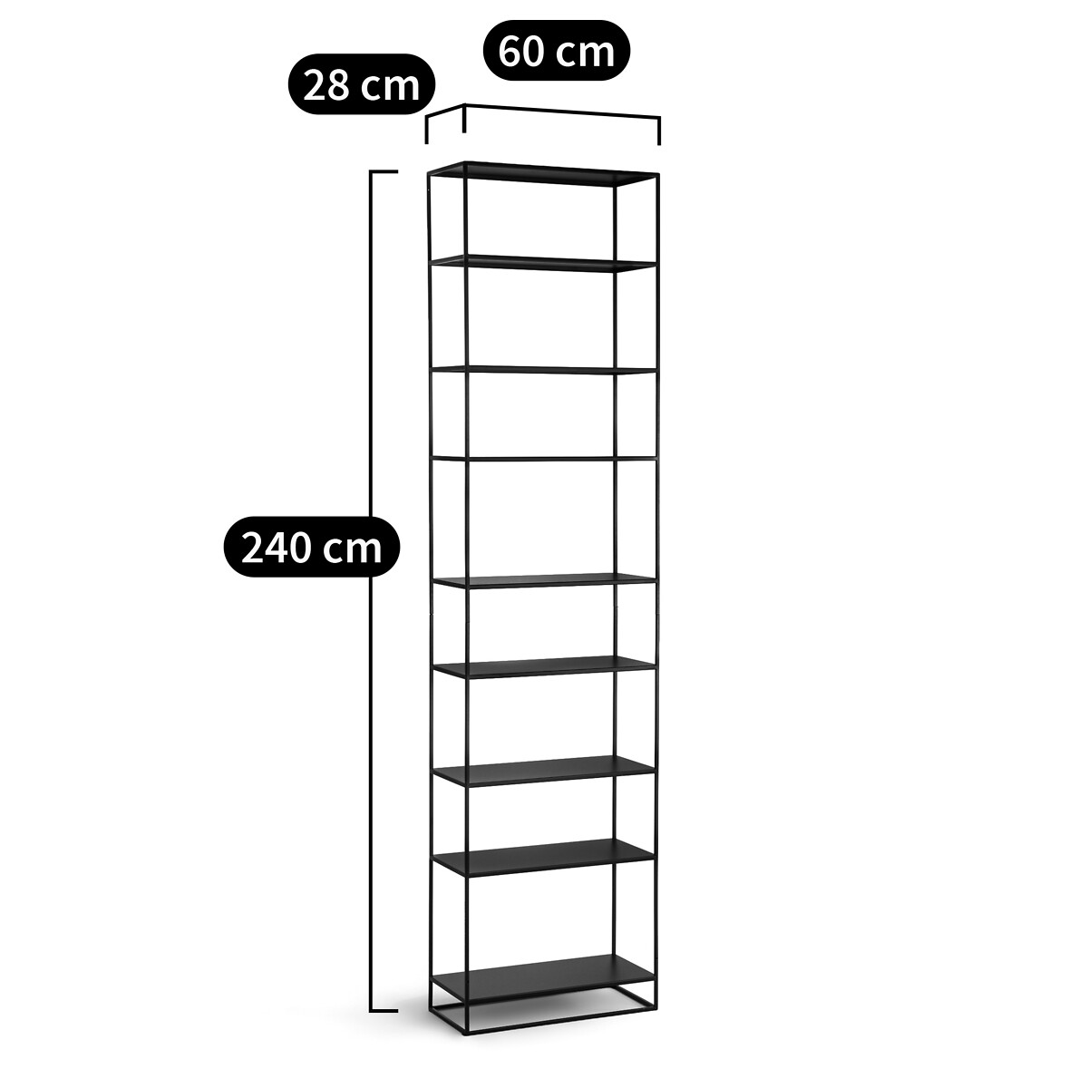 Libreria alta, acciaio, altezza 240 cm, MIVA nero , LA REDOUTE INTERIEURS