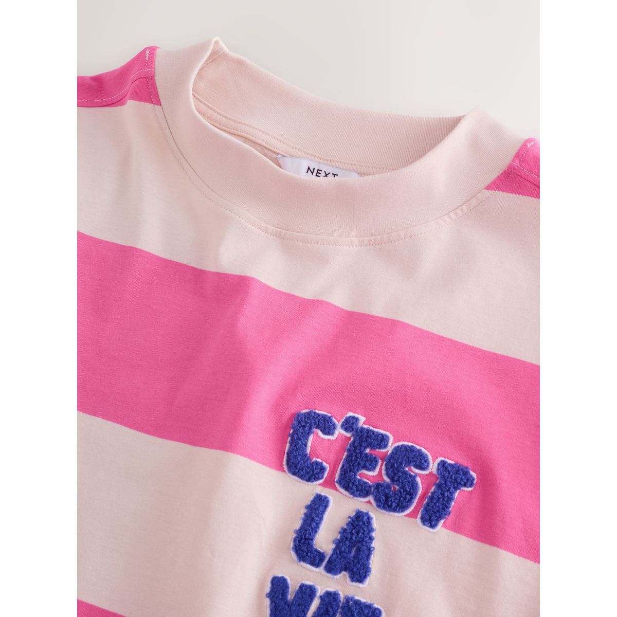T-shirt imprimé à manches longues rayures roses et blanches, NEXT