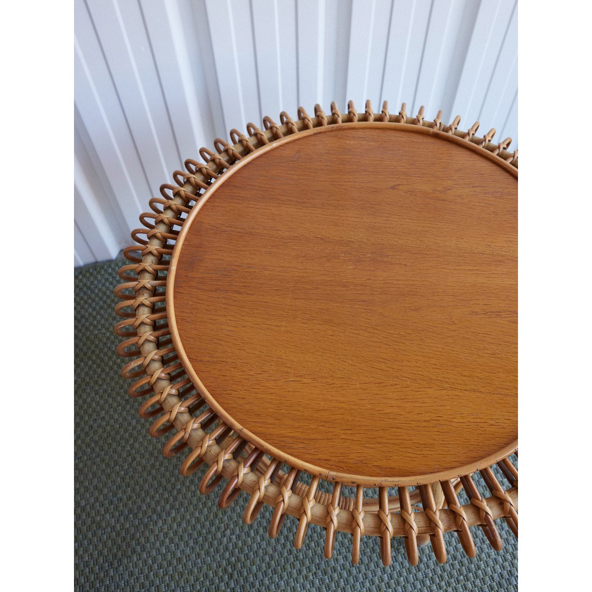 Table basse en rotin italien Léonie N°1576 - Bon état bois clair, DEBONGOUT
