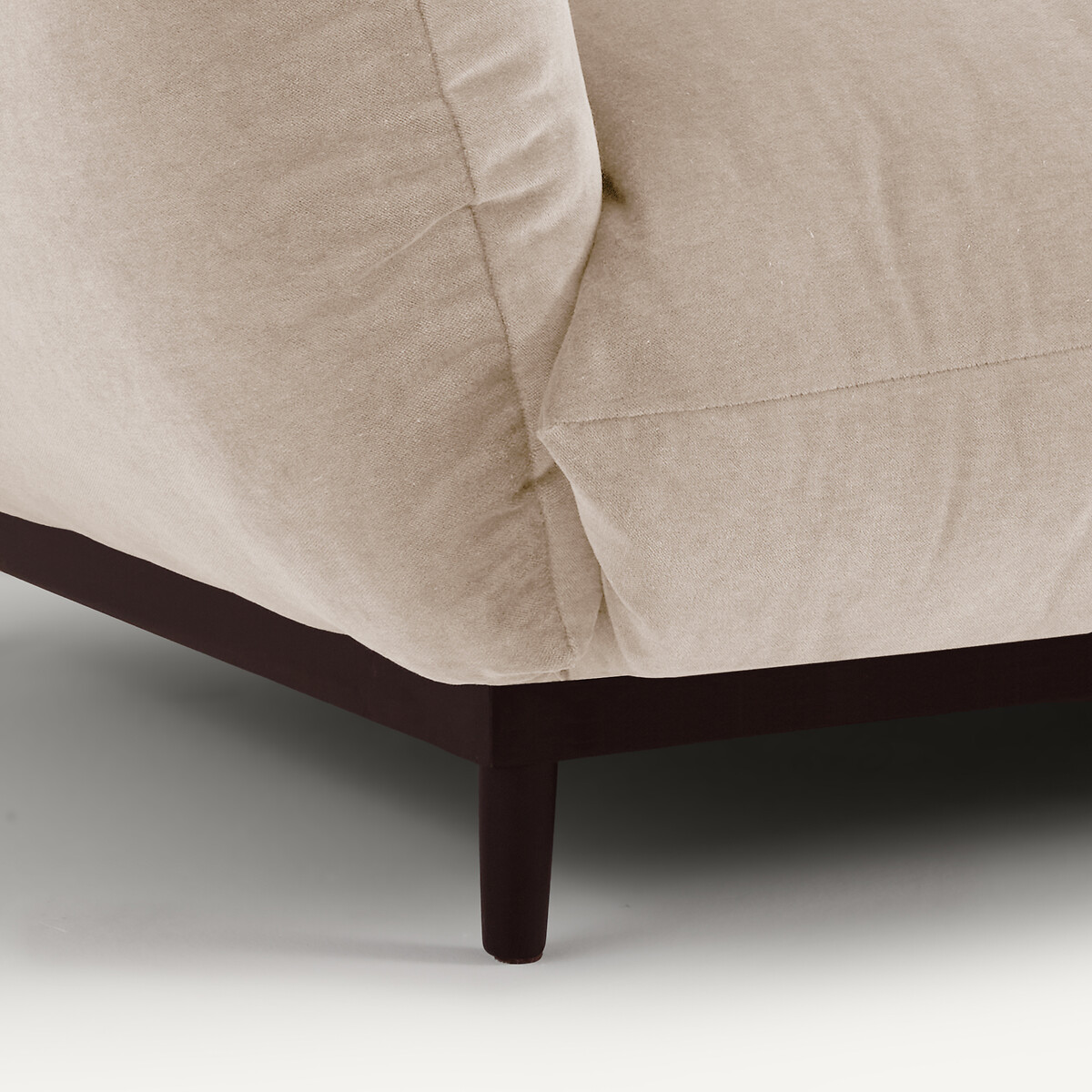 Canapé compact, 3 places, en velours stone, VITORIA avoine, AM.PM