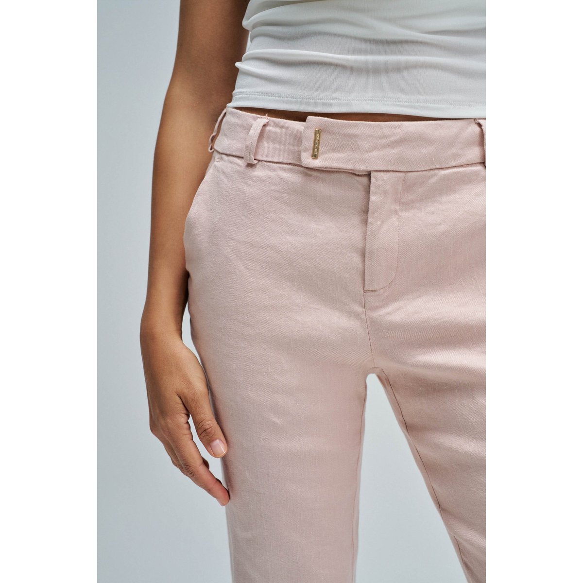 PANTALONS CHINO FLARE EN LIN rose, SALSA JEANS