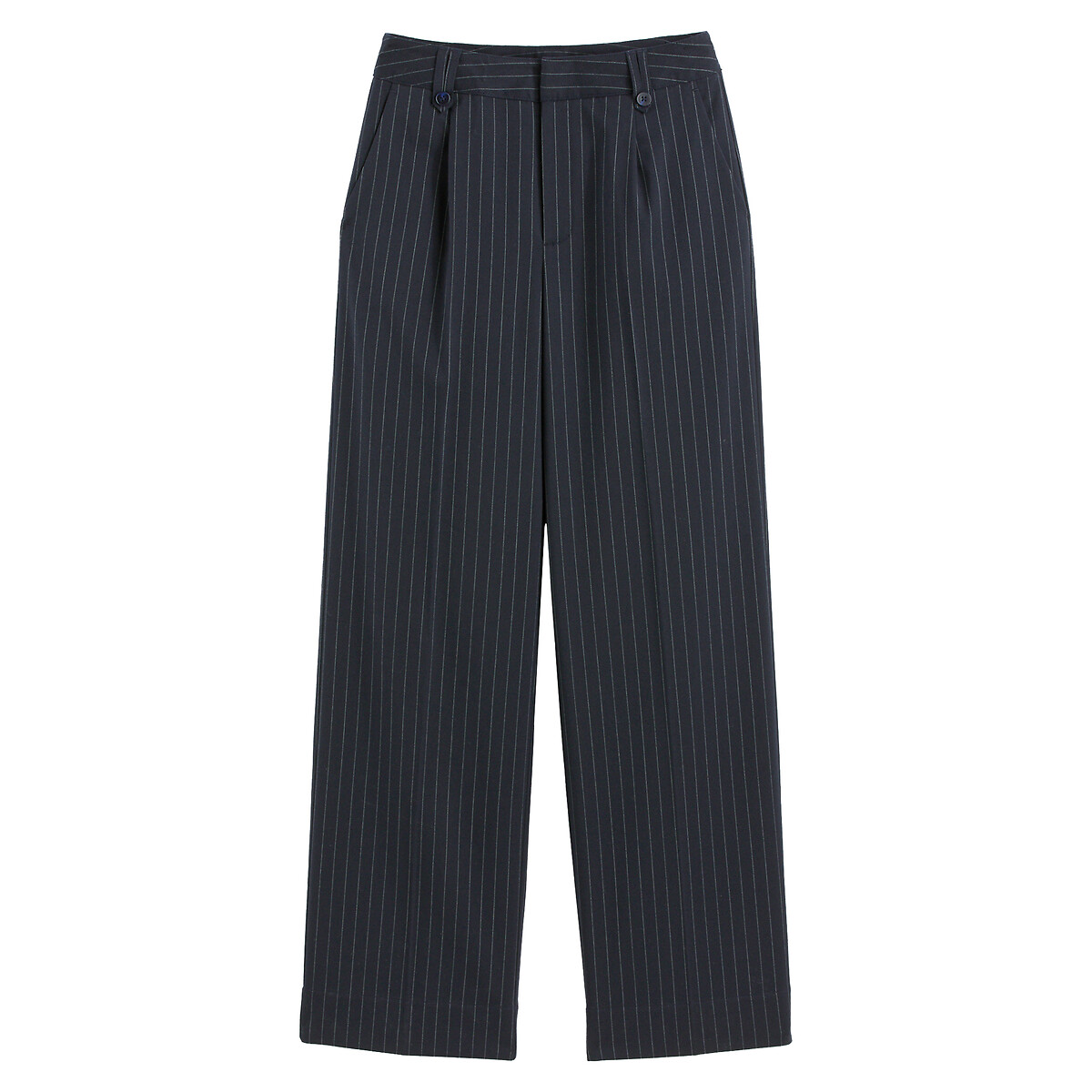 Tennis Striped Trousers with Wide Leg navy/off-white striped, LA REDOUTE COLLECTIONS