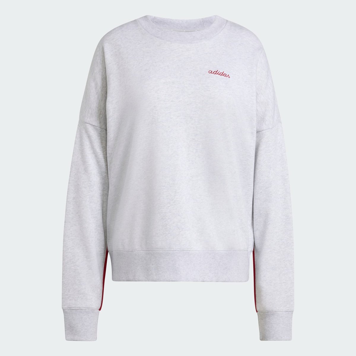Sweat-Shirt Graphisme Brodé Seasonal Essentials Colorpop light grey heather / active maroon, ADIDAS SPORTSWEAR