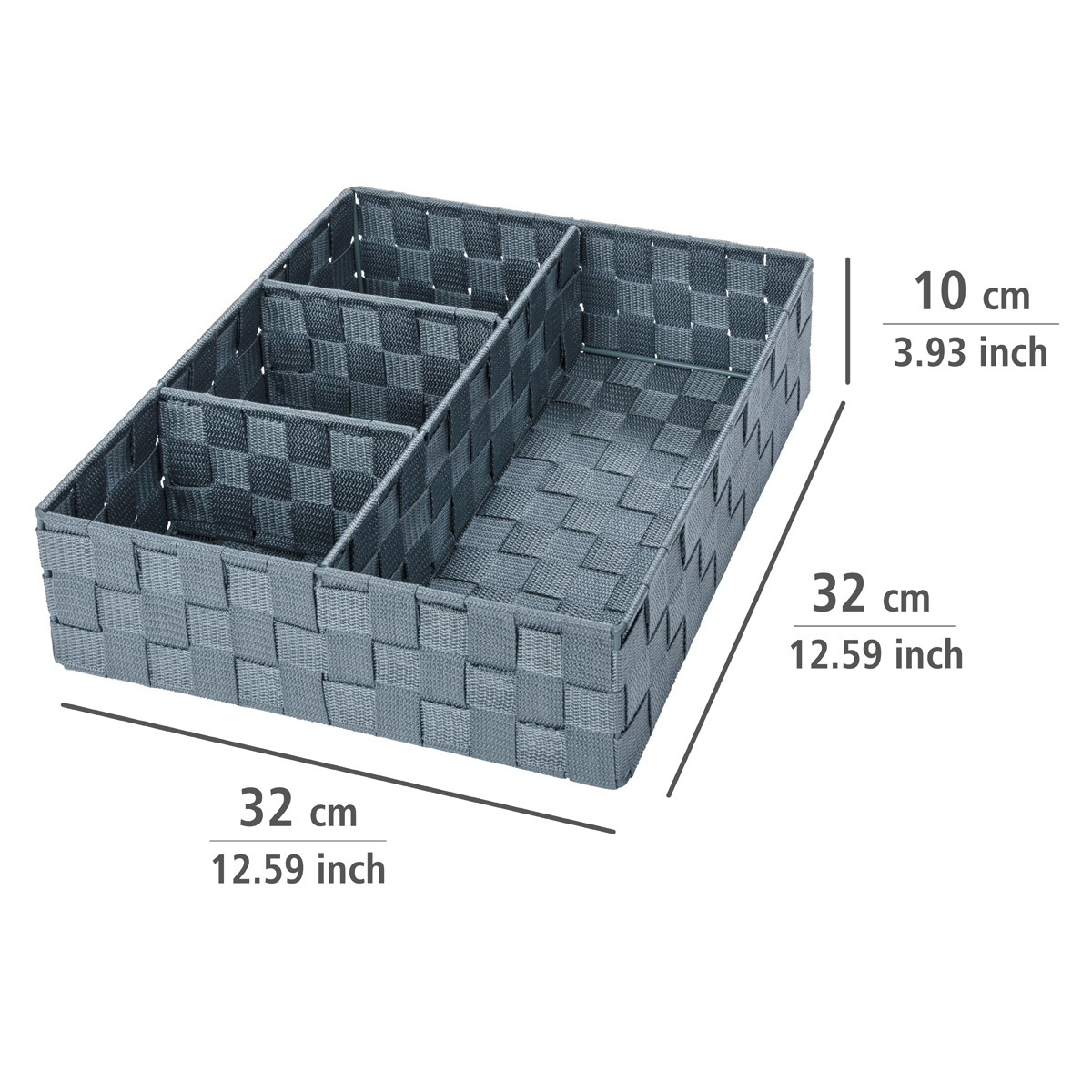 Panier Organiseur salle de bain carré ADRIA gris, WENKO