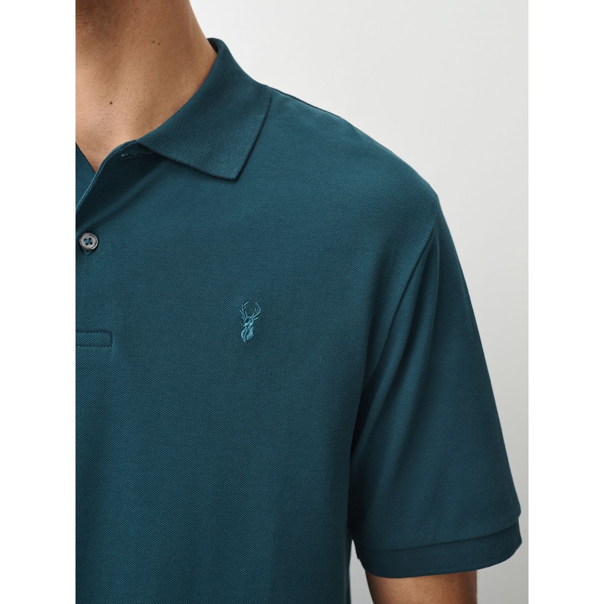 Polo brodé en piqué bleu sarcelle, NEXT