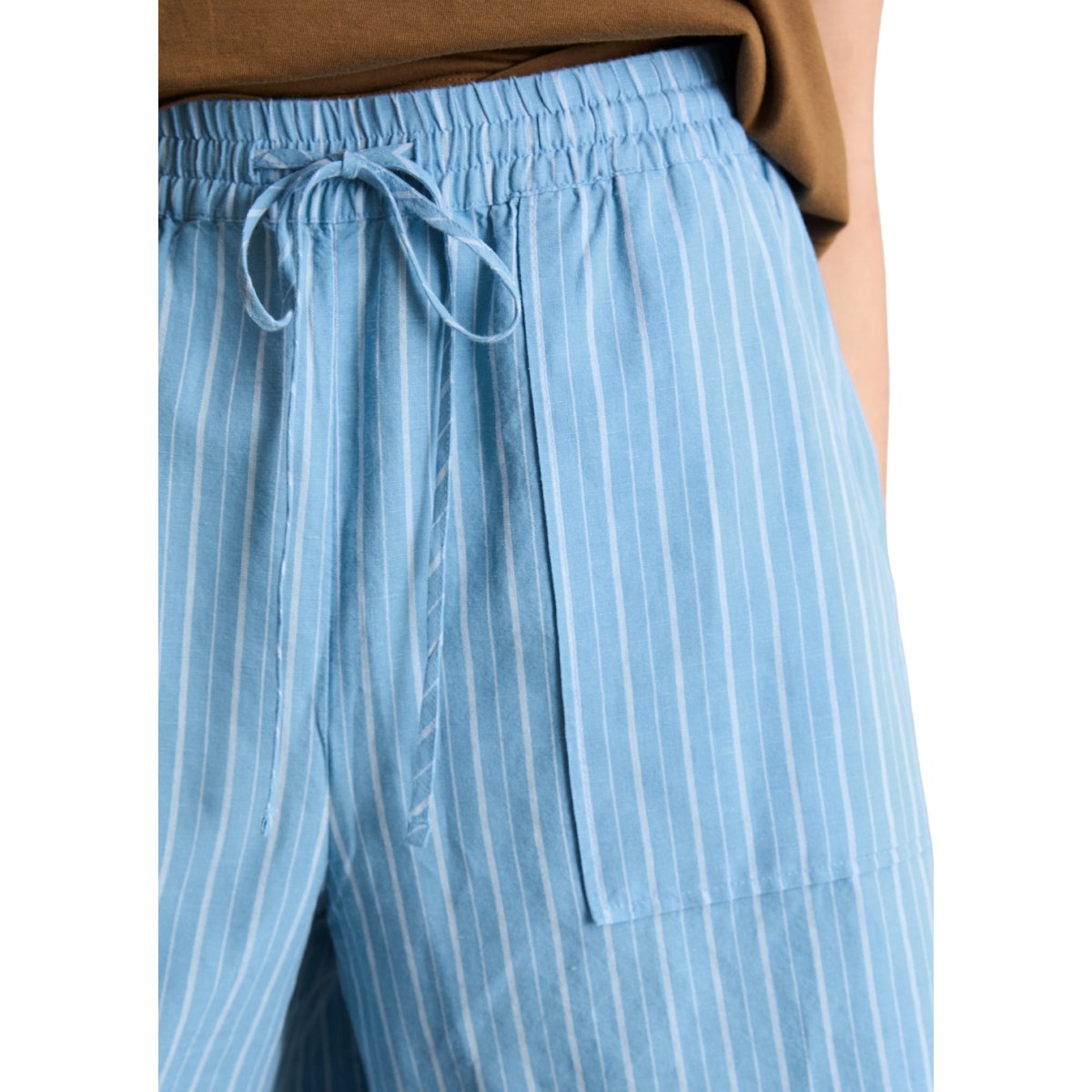 Short rayé régulier en mélange de lin et de coton bleu, MARC O’POLO DENIM