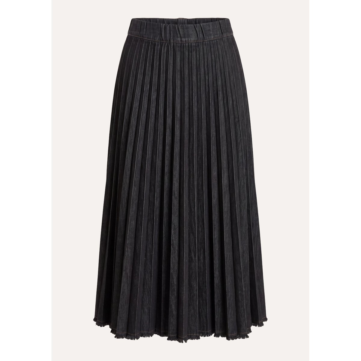 Jupe longue plissée en jean noir, LA FEE MARABOUTEE