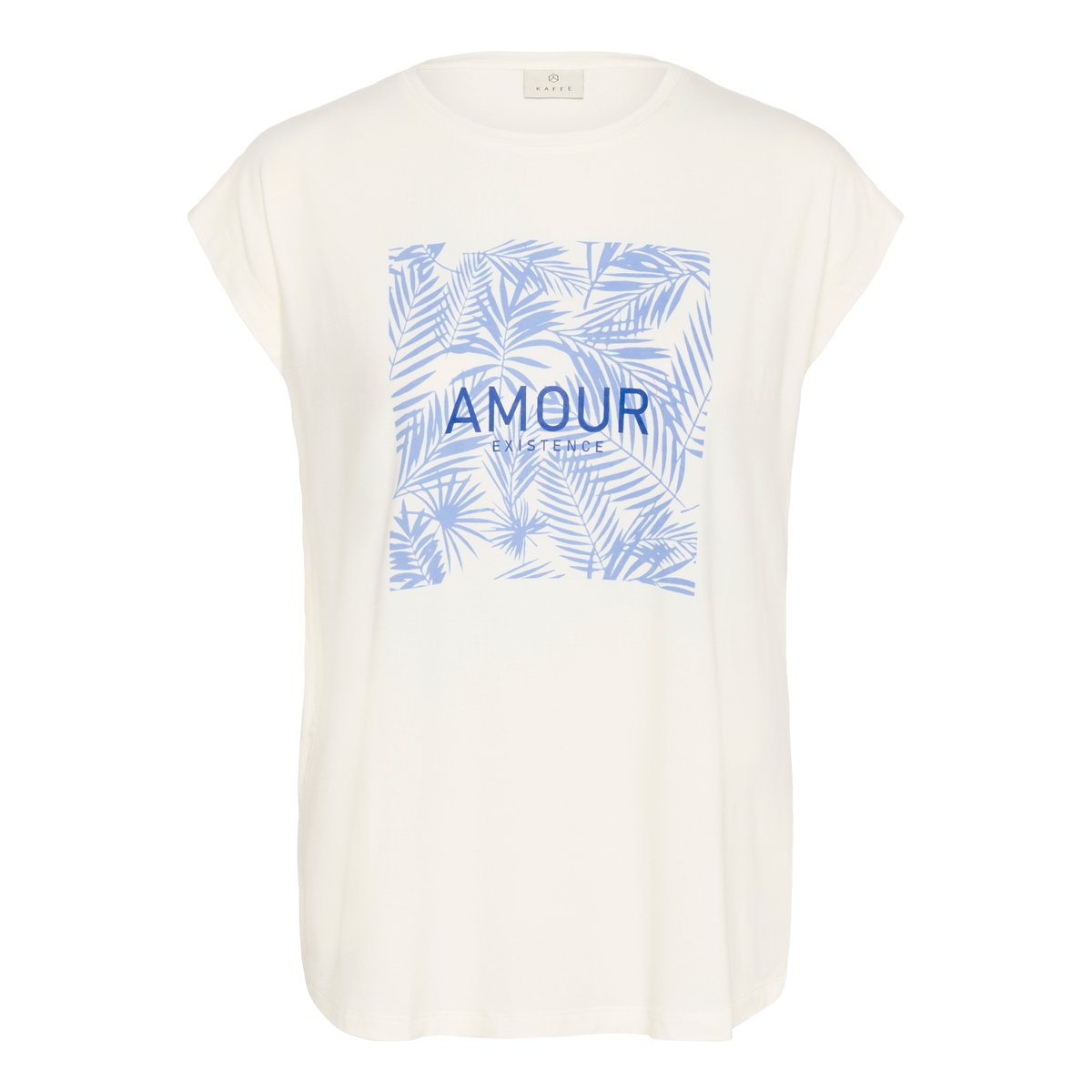 T-shirt à manches courtes coupe ample blanc chalk avec bleu vista blue, KAFFE